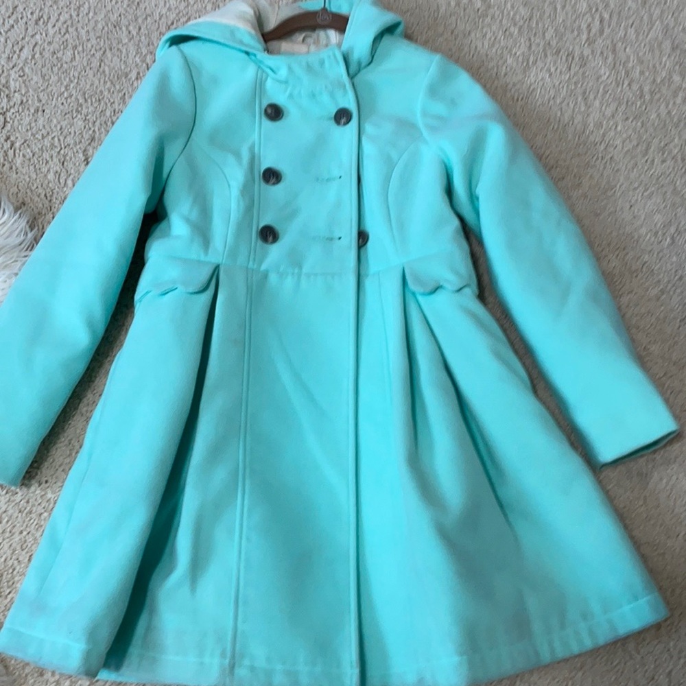 Long turquoise girls coat